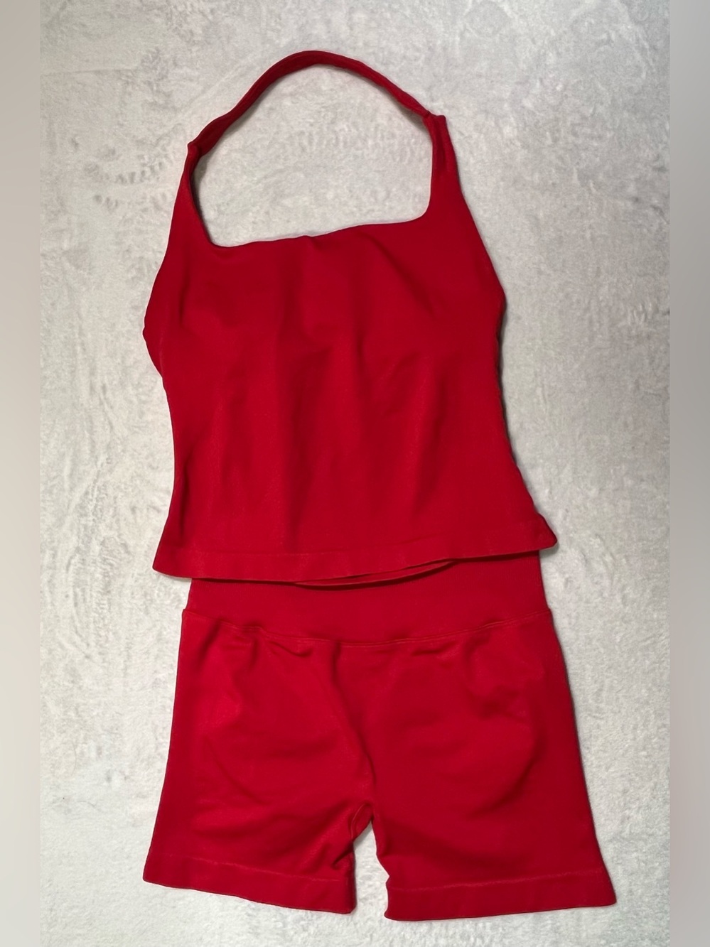 Amazon Red Women's Halter Tank and Shorts Workout Set
